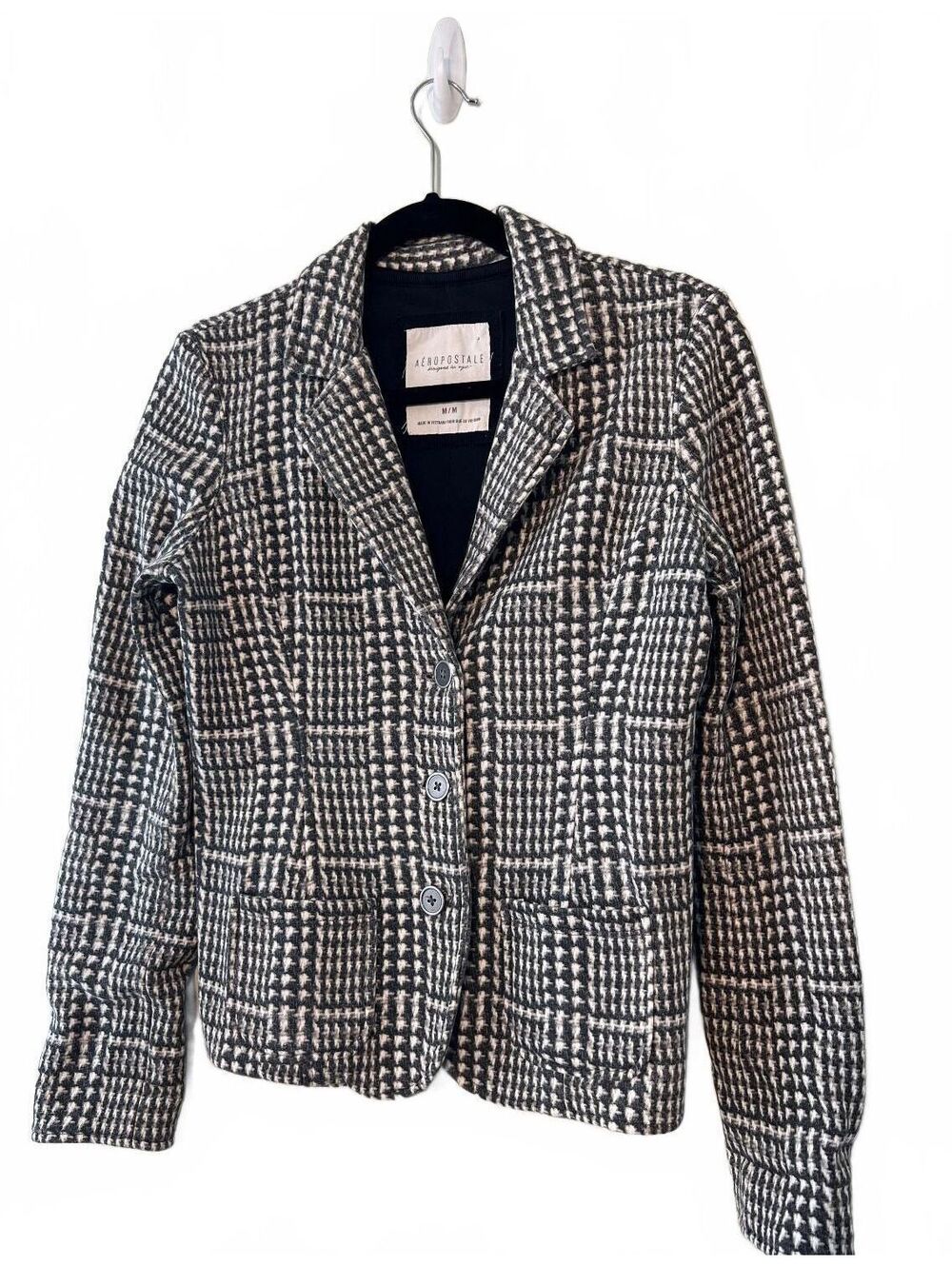 Aeropostale Women's Black and White Houndstooth Blazer Jacket Size M